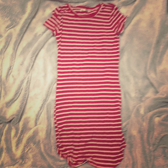 red and white striped bodycon dress